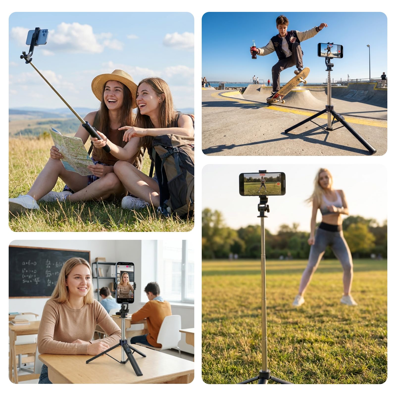Treppiede per telefono da 70 pollici e bastone per selfie con luce, treppiede in metallo con telecomando wireless, treppiede portatile da viaggio per iPhone/Android e GoPro