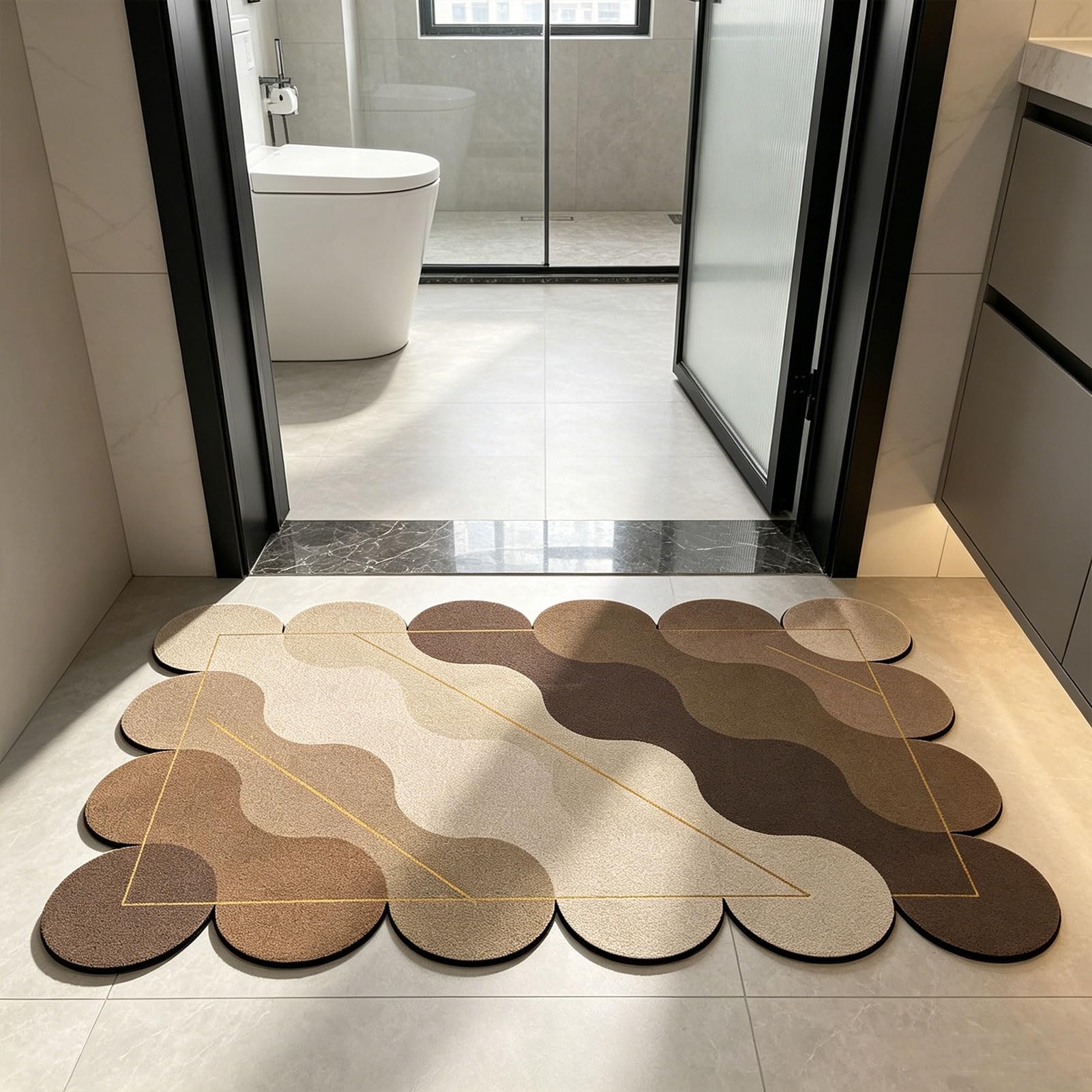 Tappetino Assorbente in diatomee, Morbido e Assorbente, Ideale per Il Bagno, la Cucina, l'ingresso, la Doccia, la Vasca e Il lavandino (40x60 cm).