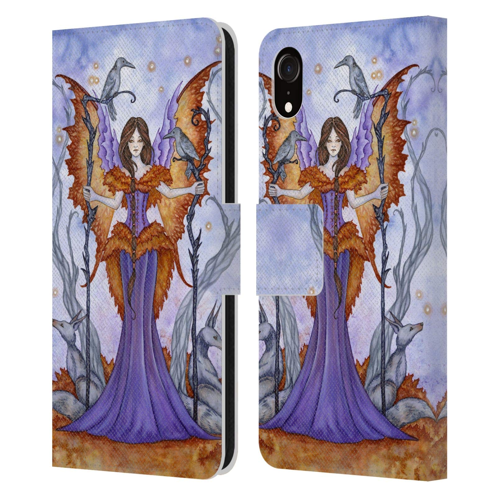 Head Case Designs Officially Licensed Amy Brown Raven Pixie Elemental Fairies Leather Book Wallet Case Cover Compatible with Apple iPhone XR