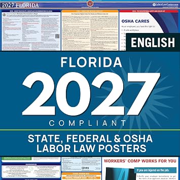 Labor Law Poster Florida 2027, State, Federal Workplace Notices 26 x 39.5