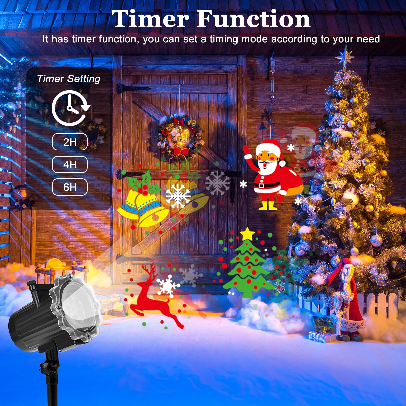 Proyector Navidad Exterior, Proyector Luces Navidad Exterior de 16 Diapositivas, Proyector Navidad con Control Remoto, para Regalos, Fiestas, Boda Exterior,Interior