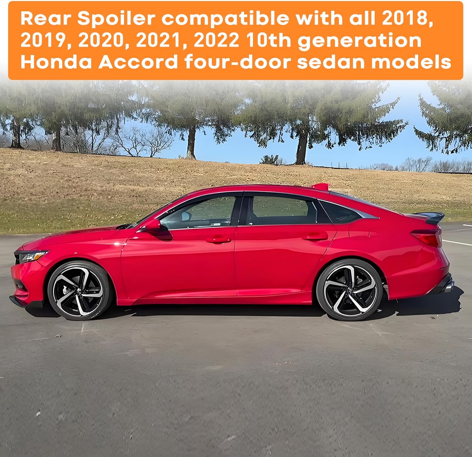 Rear Trunk Lip Spoiler R Style Highkick Wing Compatible with 10th Gen Honda Accord LX/EX/Hybrid Sport/Prime 2018 2019 2020 2021 2022 Sedan Accessories (Carbon Fiber)