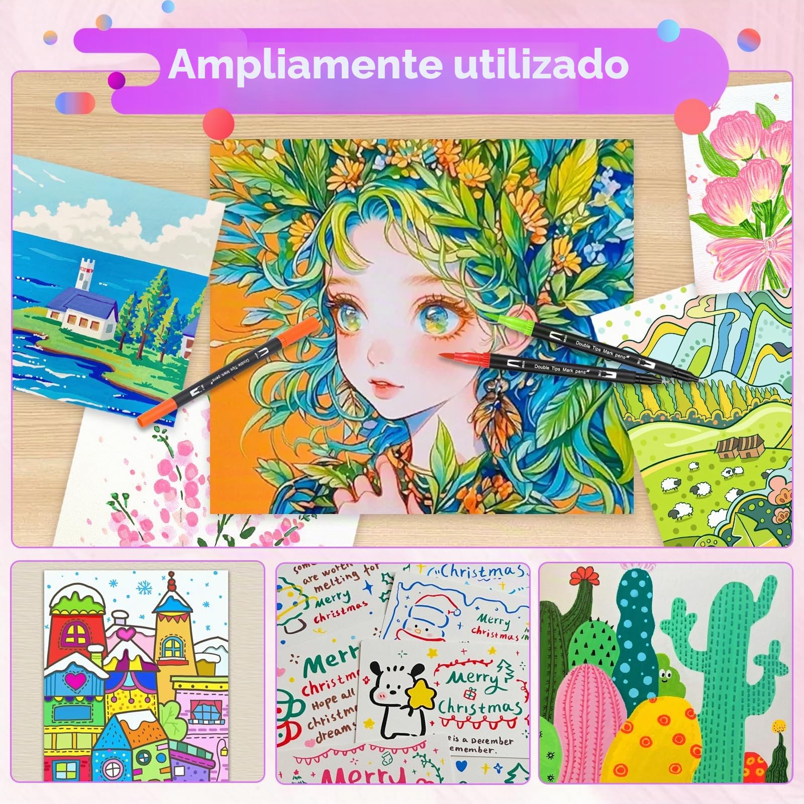 180 Rotuladores Lettering Doble Punta (Punta pincel & fina)