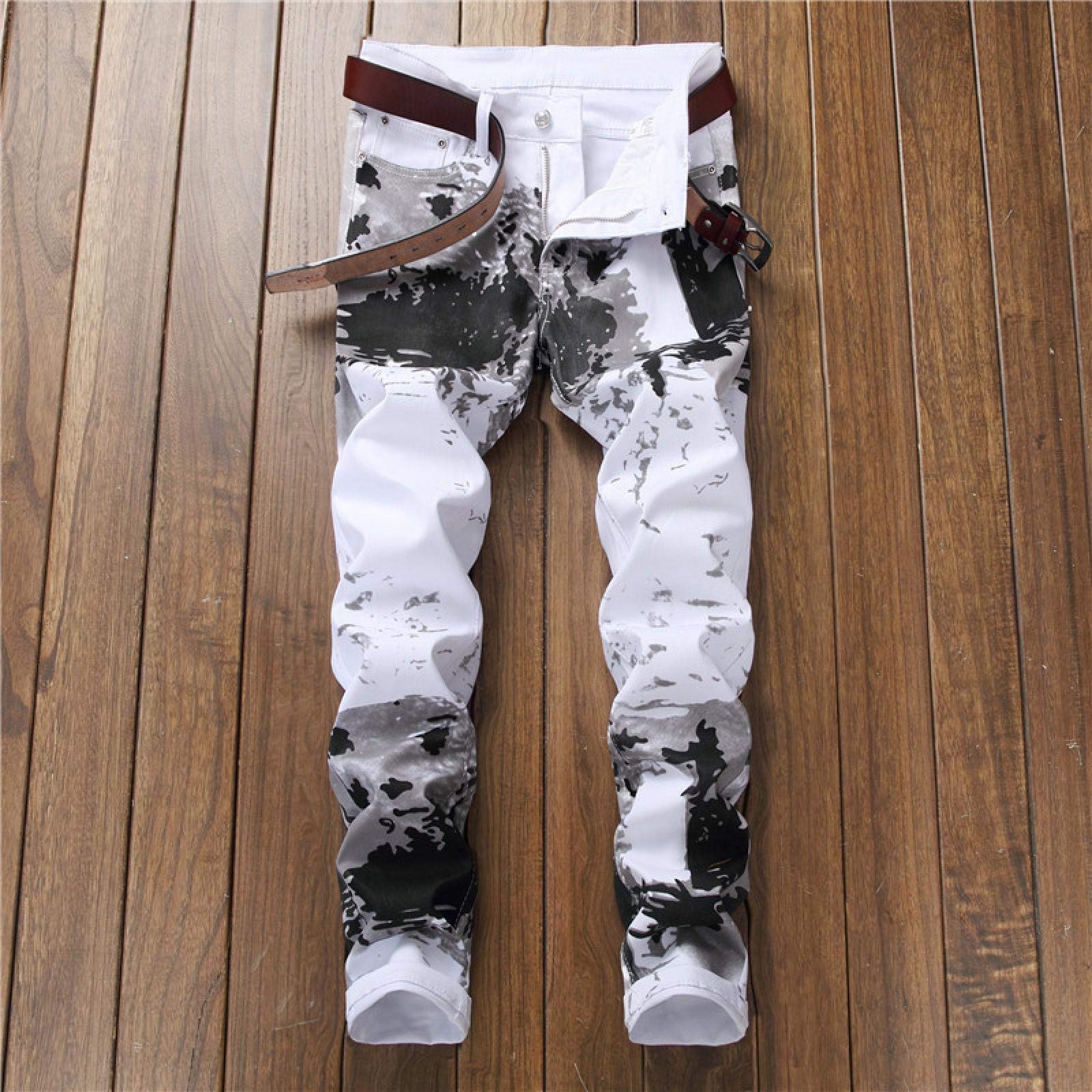 Jeans Pantalon Denim Weiße Jeans Für Herren Hip Hop Punk Streetwear