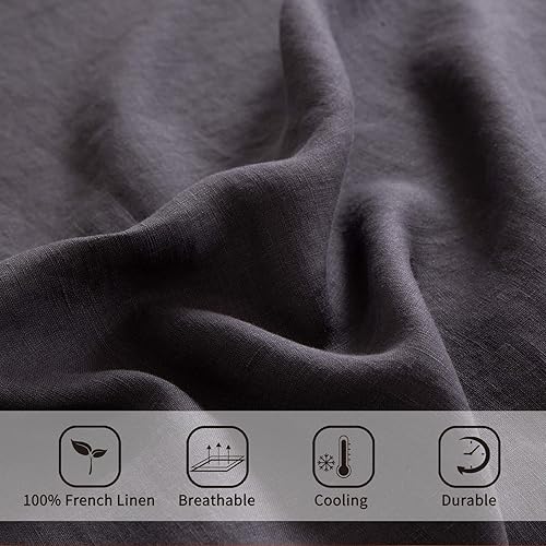 Miniatura 3 de ATLINIA Juego de sábanas de lino  Sábanas de lino francés puro lavado a la piedra, juego de 4 ropa de cama de lino orgánico lavado a la piedra,