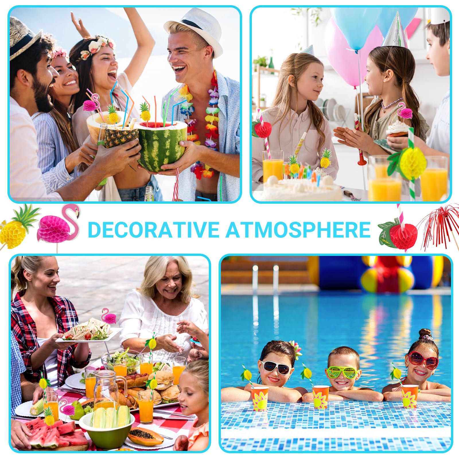 80 Piezas decoración de cócteles，Cocktail sombrillas，Palos de Fuegos Artificiales para Fiesta Playa cumpleaños Boda Bebidas Tarta Fruta (Mezcla)