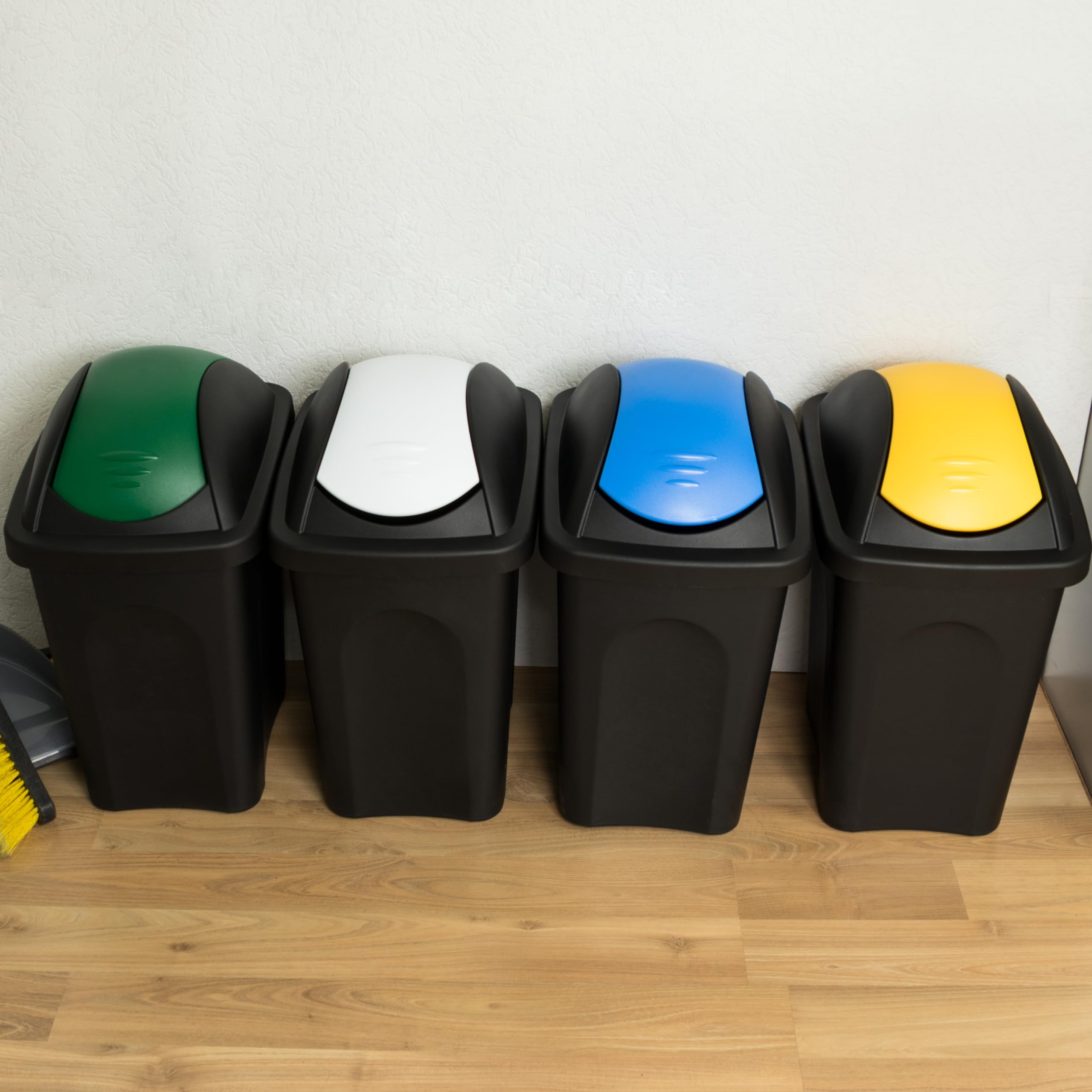 4 x uchylna pokrywa kosz śmieci 30l żółty niebieski zielony biały system