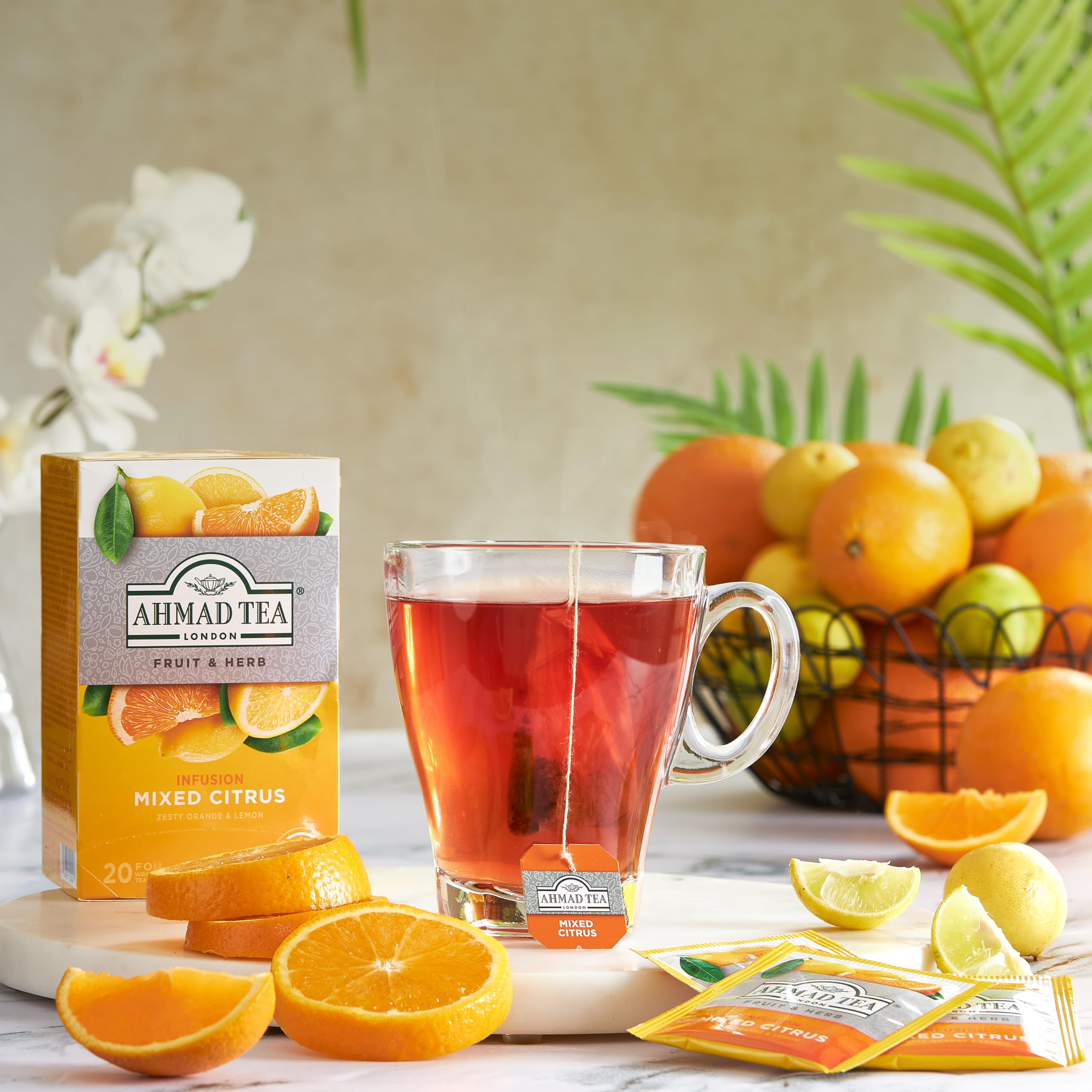 Ahmad Tea Infusiones de frutas y hierbas | Mezcla de cítricos | 20 bolsitas de té | 6 paquetes
