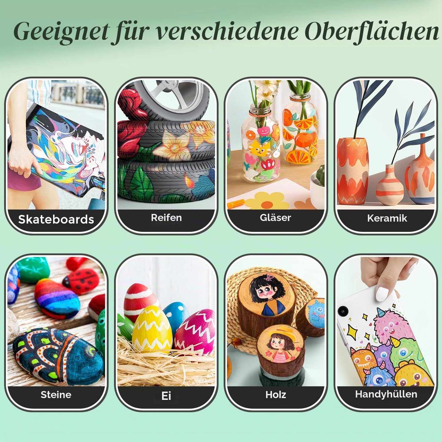 ENMY 80 Farben Acrylmalstifte, Direkte Flüssige Acrylmalstifte, Stoffmarker für Textil, Leinwand, Felsen, Glas, Holz, Papier, DIY, Acrylfarben Stifte für DIY Bastelbedarf