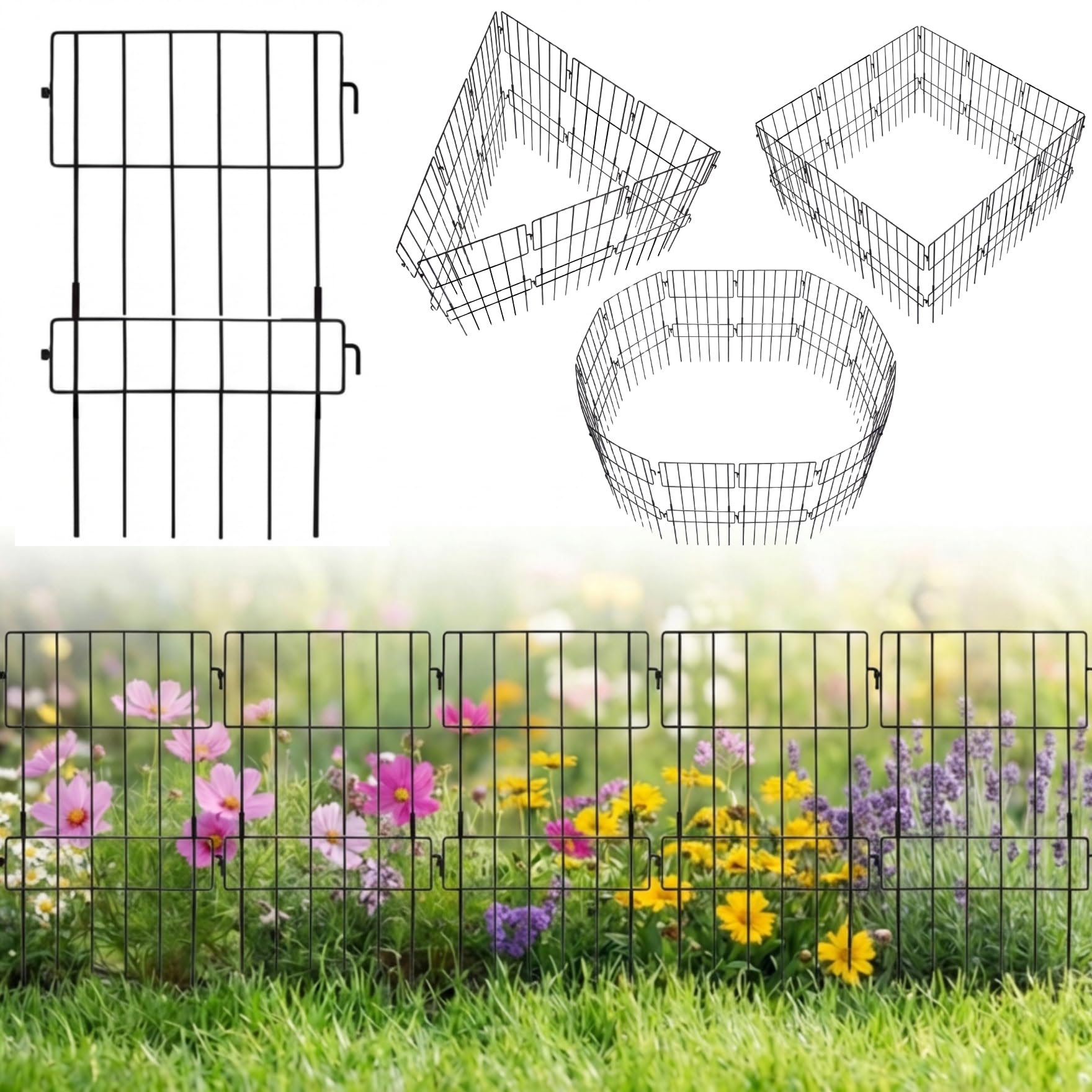 ecofynd 10 Pack Decorative Garden Fence 2.3ft(H) X 11ft(L), Rustproof Metal Wire Fencing Flower Bed Animal Barrier, Landscape Patio Yard Folding Panel Border Edge Section for Dog Outdoor, GF8-image-37