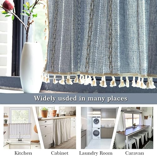 Miniatura 6 de ColorBird Cortinas de rayas azules, 84 pulgadas 36 pulgadas 18 pulgadas