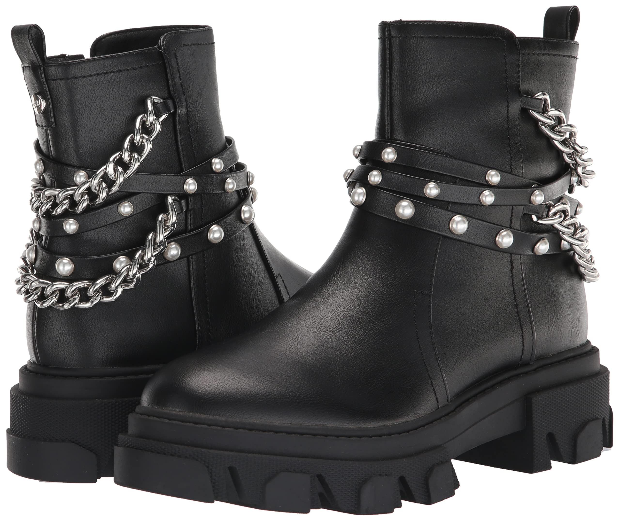 Nine West Women's Cearlz3 Ankle Boot - Lug Sole Platform, Studded Straps & Chain Detail - View #2