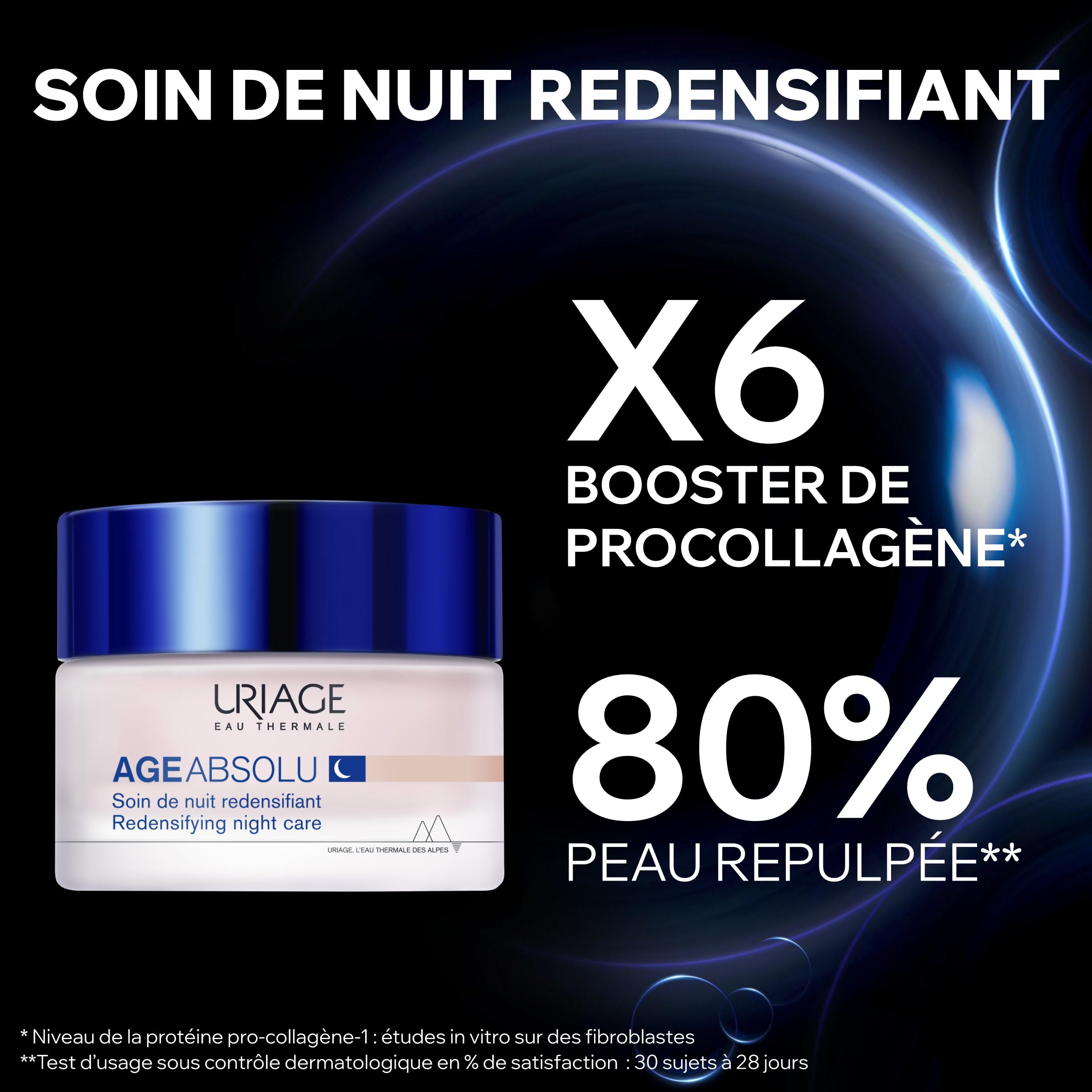 Uriage Age Absolu Masque de Nuit Raffermissant - Rétinol, Acide Hyaluronique, Beurre de Karité - Booster de Procollagène x6 - Rides, Relâchement - Volume & Hydratation - Brevet Anti-âge Exclusif -50ml