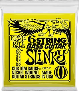 Ernie Ball 6-String Short Scale Bass Slinky Nickel Wound Electric Guitar Strings, 20w-90 Gauge (P02837)