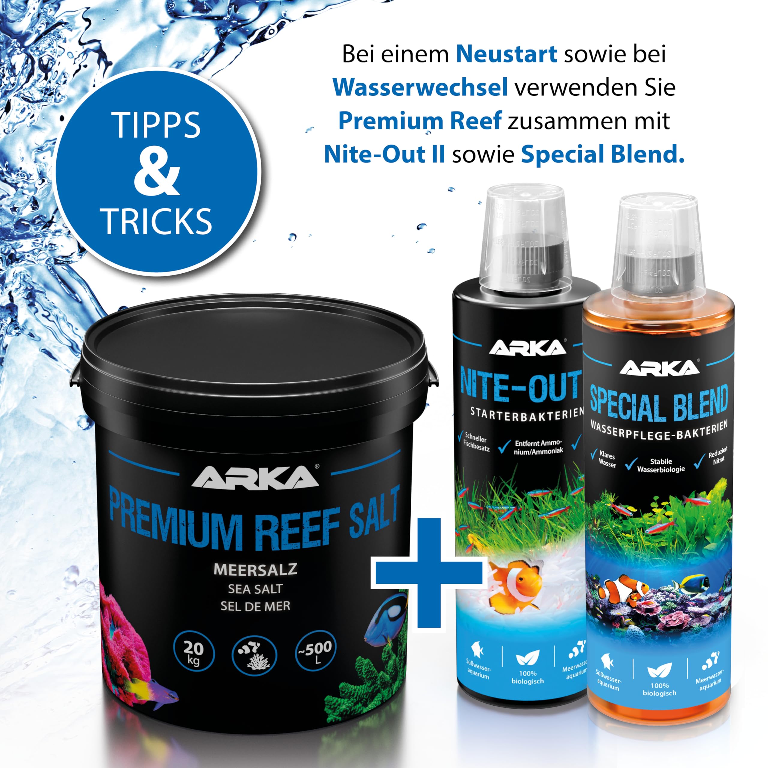 Riffsalz Meerwasseraquarium 15 kg - Reef Salt für Salzwasser Aquarium | synthetisches Meersalz, schnell löslich, nitratfrei, phosphatfrei, für Korallen, SPS, LPS, Weichkorallen, Fische, Meerwasser