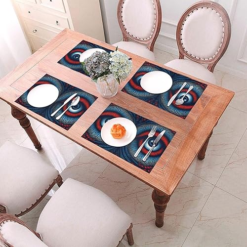 Miniatura 4 de 6 PCS PVC Placemats Set Place Mats Blue and red Eyes Non-Slip Weave Place Mats 12" x 18" Farmhouse Table Mat Set for Family Dinners Wedding Parties