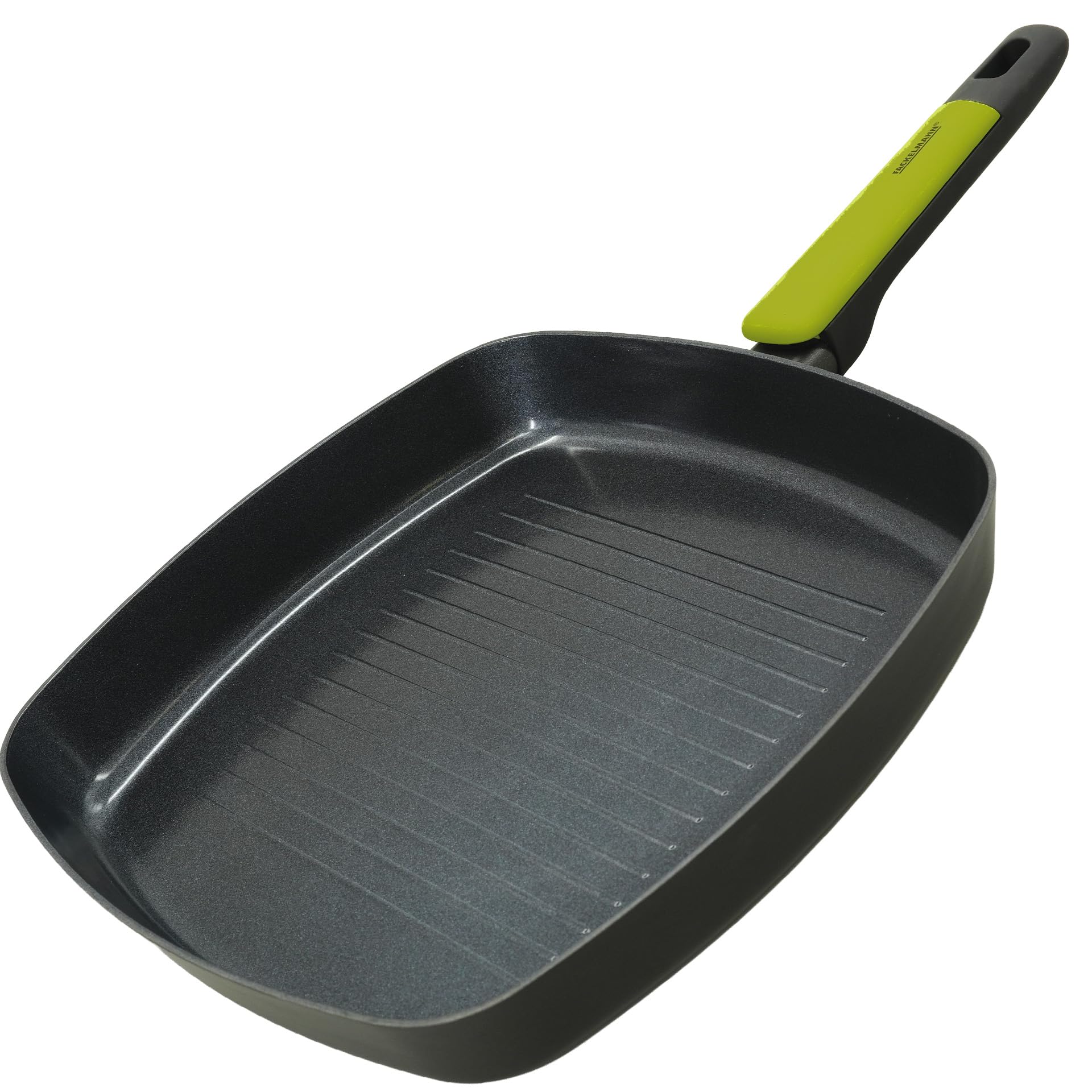 Fackelmann Bistecchiera Grill Antiaderente 28x28 cm in Alluminio Riciclato PFAS FREE, Padella Grill per Induzione con Rivestimento, Manico Soft Touch, Linea Oliva