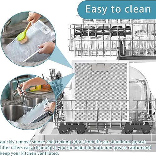 Miniatura 6 de W10169961A Filtro de campana extractora de repuesto para Whirlpool Kitchen Aid Filtro de aluminio de 10.5 x 12 pulgadas, reemplaza W10169961