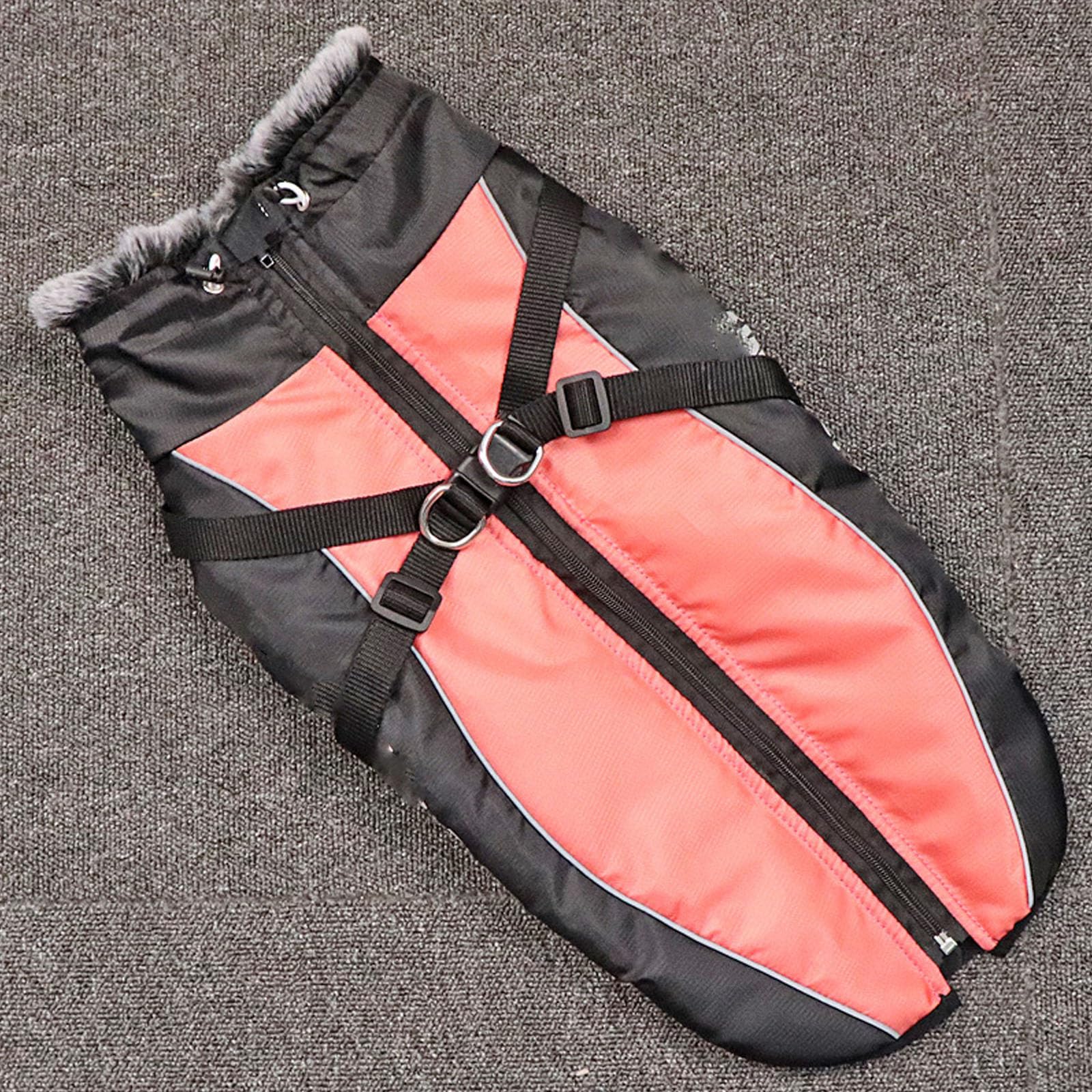 Hundemäntel Für Große Hunde, Wasserdicht, Für Den Winter, Kuschelige Rollkragenjacke Für Hunde, wasserdichte, Reflektierende Haustierjacke Mit Verstellbarem Reißverschluss,Rosa,M