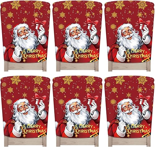 Vista 60 de 6 fundas para respaldo de silla de Navidad, fundas para sillas de Navidad, para comedor, cocina, hotel, boda, ceremonia, decoración de fiesta