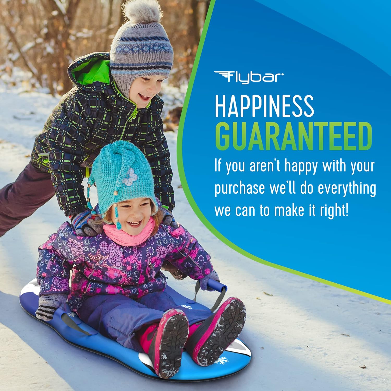 Flybar Kids 36" Husky Dog Foam Toboggan Snow Sled with Slick Bottom & PE Core Build for Boys and Girls Ages 5+, Holds Up to 110 Lbs