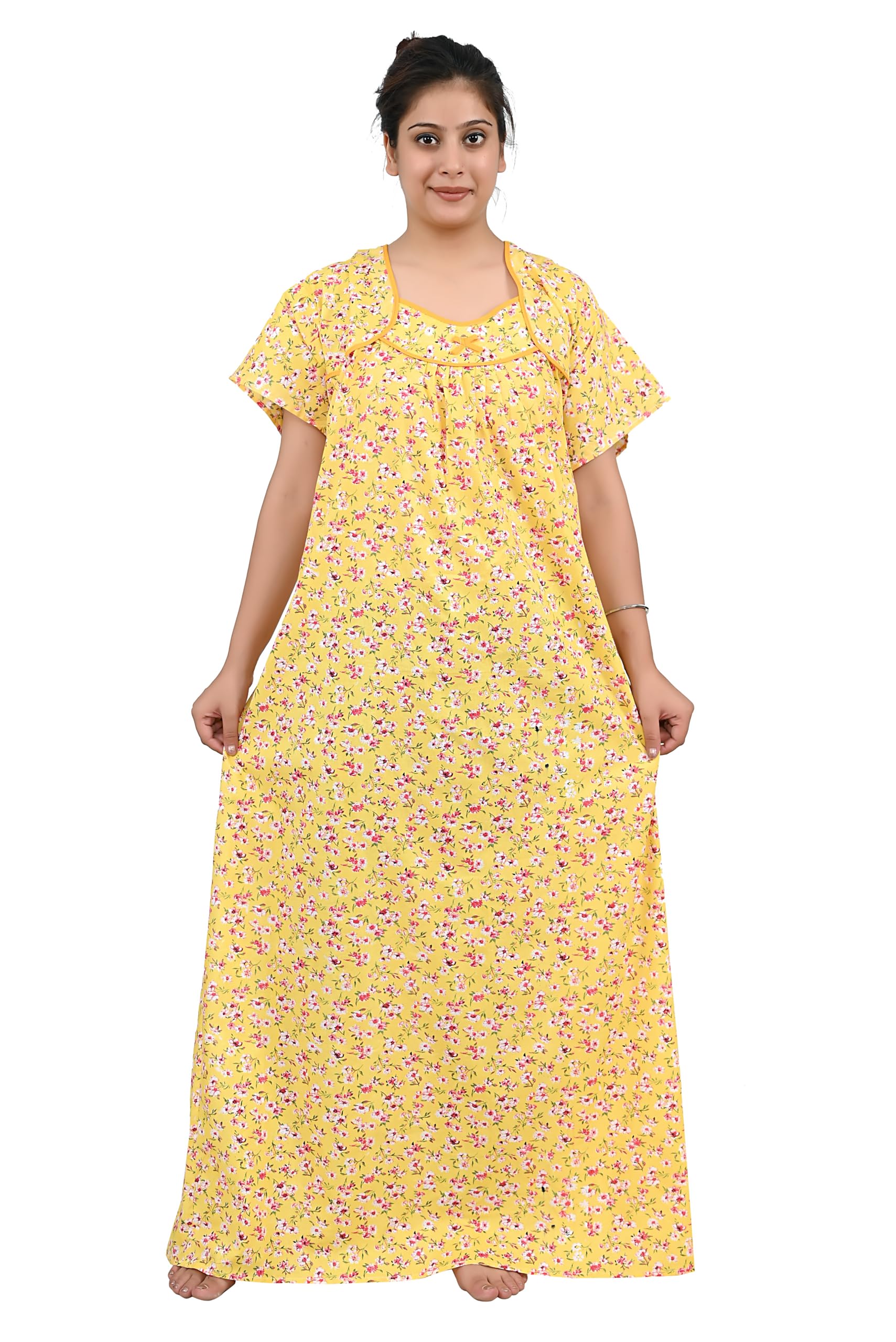 miavii Creation Cotton Nighty for Women | Soft, Breathable Nightwear | Floral Printed Full Length Cotton Nighty Gown Plus Size 3XL–6XL-picture-33