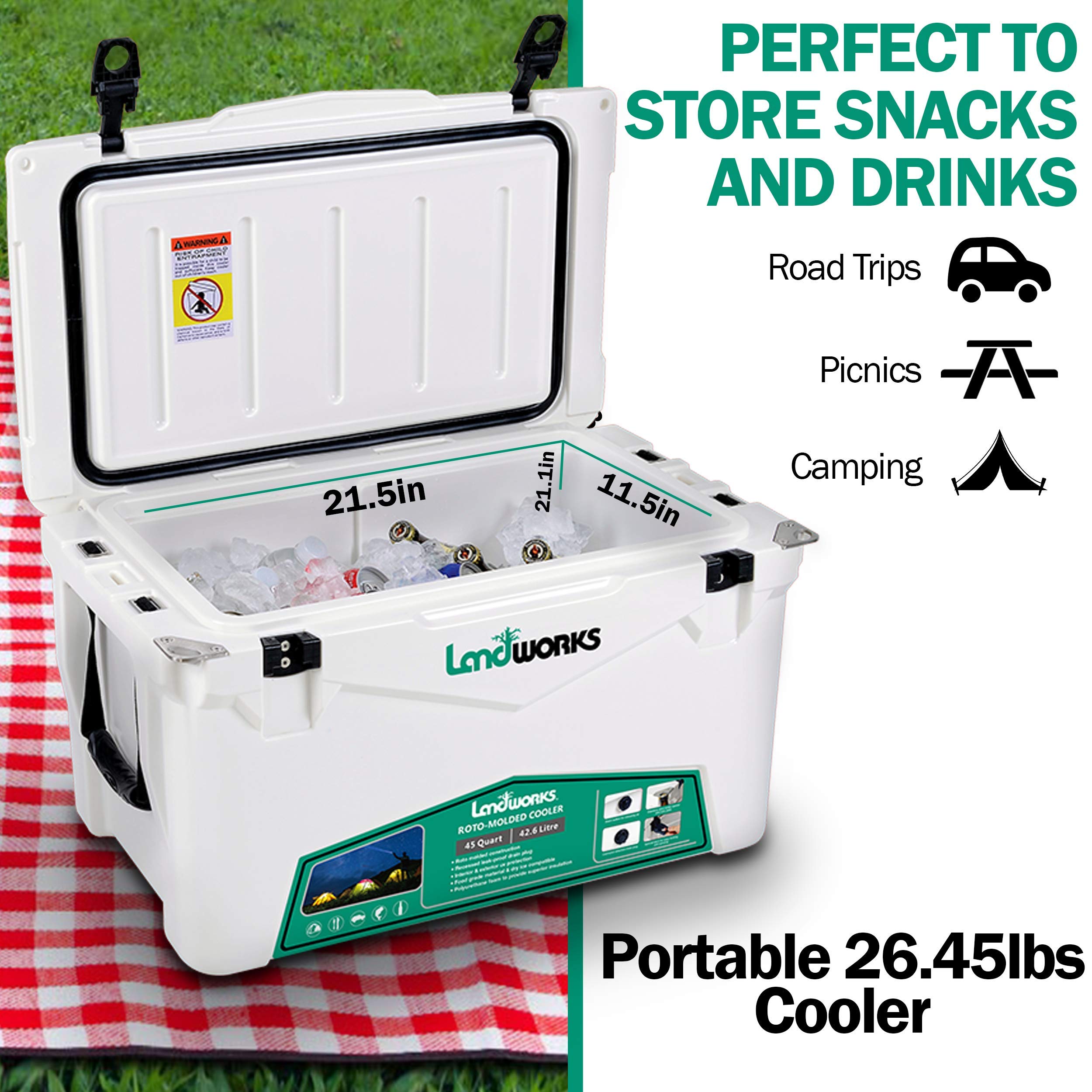 Buy Landworks Rotomolded Ice Cooler 45QT Up to 5 Day Ice Retention