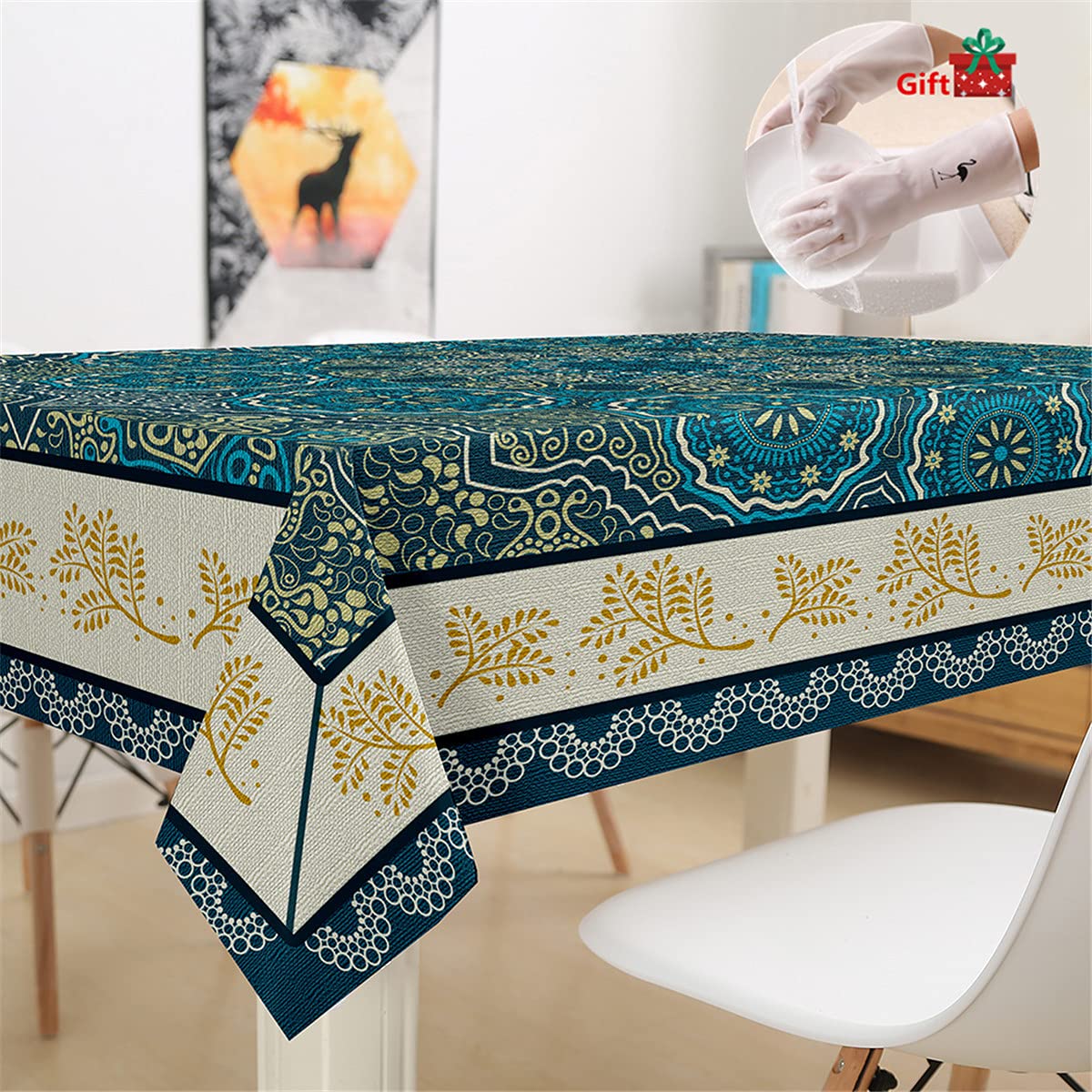 Hixingo 3D Coccinella Tovaglia Rettangolare Impermeabile Tovaglie Antipolvere Antimacchia, Copritavolo Lavabile per Cucina Soggiorno Giardino Feste (60x60cm,Farfalla