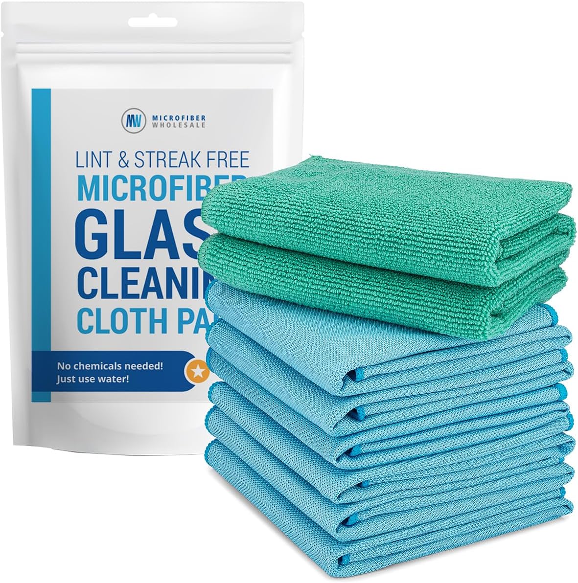 Product image of Claro 2 Step Glass Cleaning Cloth 8-Pack – Green Wet & Blue Dry Microfiber Towels Cleaning for Windows, Mirrors & Glass - Streak and Lint Free Cloth for Home, TV, Shower - Machine Washable