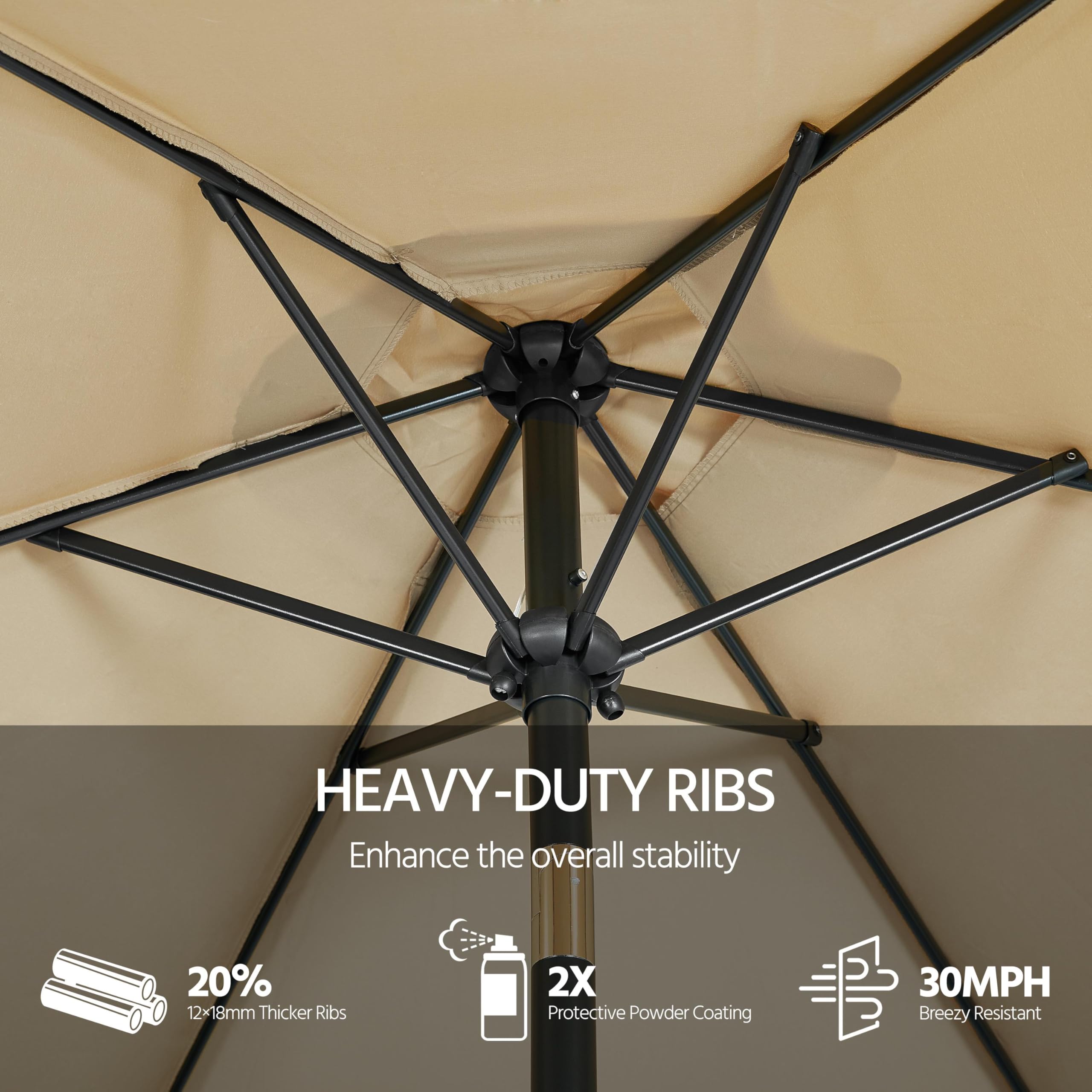 Yaheetech Parasol de Jardin 230cm/270cm/300cm avec Pied 22 KG, Inclinable Extérieur en Métal - Protection Solaire pour Jardin, Terrasse, Patio, Piscine, Balcon