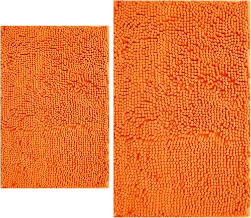BOANKODU Juego de 2 alfombras de baño de felpilla extra suave, ultra absorbente, alfombra de baño con parte inferior antideslizante, alfombras de