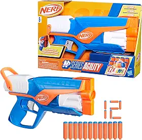 Nerf N Series Agility - Lançador em plástico azul e laranja com 12 dardos Nerf N1 (compatíveis apenas com lançadores N Series), para crianças a partir de 8 anos
