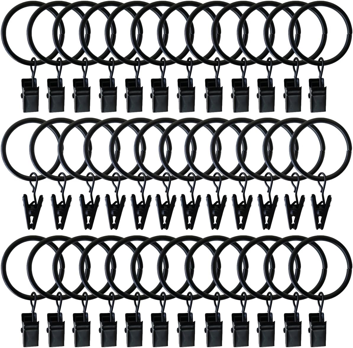 40 Pack Rings Curtain Clips 1.26 inch Internal Diameter Strong Metal Decorative
