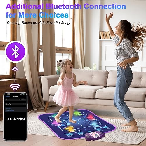 Miniatura 2 de BKM Alfombrilla de baile - Juguetes para niñas de 3 a 12 años, 6 botones de luz, almohadilla de baile para niñas, Bluetooth, 5 modos, 3 niveles de