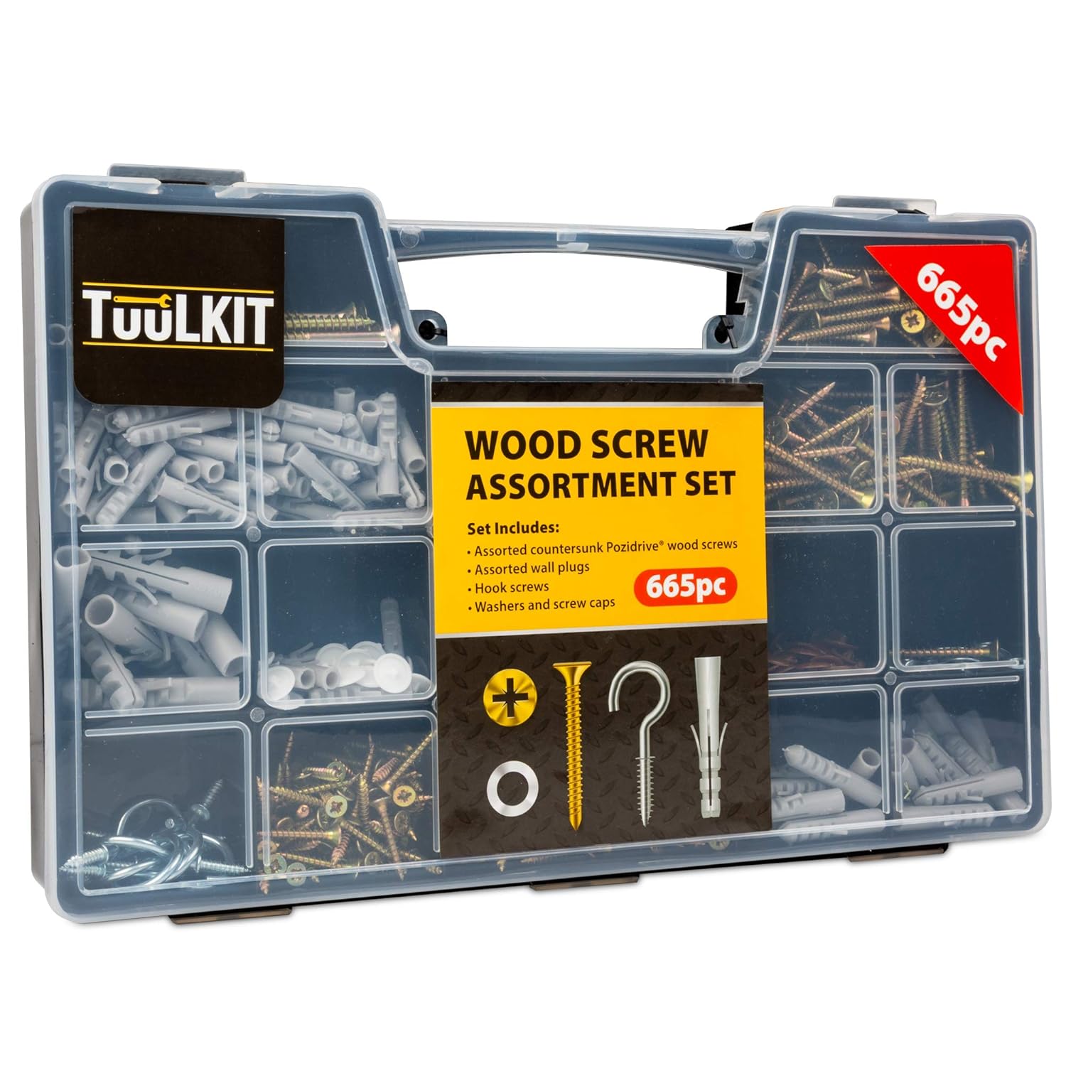 Tuulkit 665pc Wood Screw Assortment Set Pozidrive Screw Set Includes