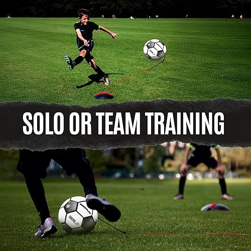 Miniatura 4 de QUICKPLAY Pelota de entrenamiento de fútbol Replay  Bola de entrenamiento elástica ajustable con peso base