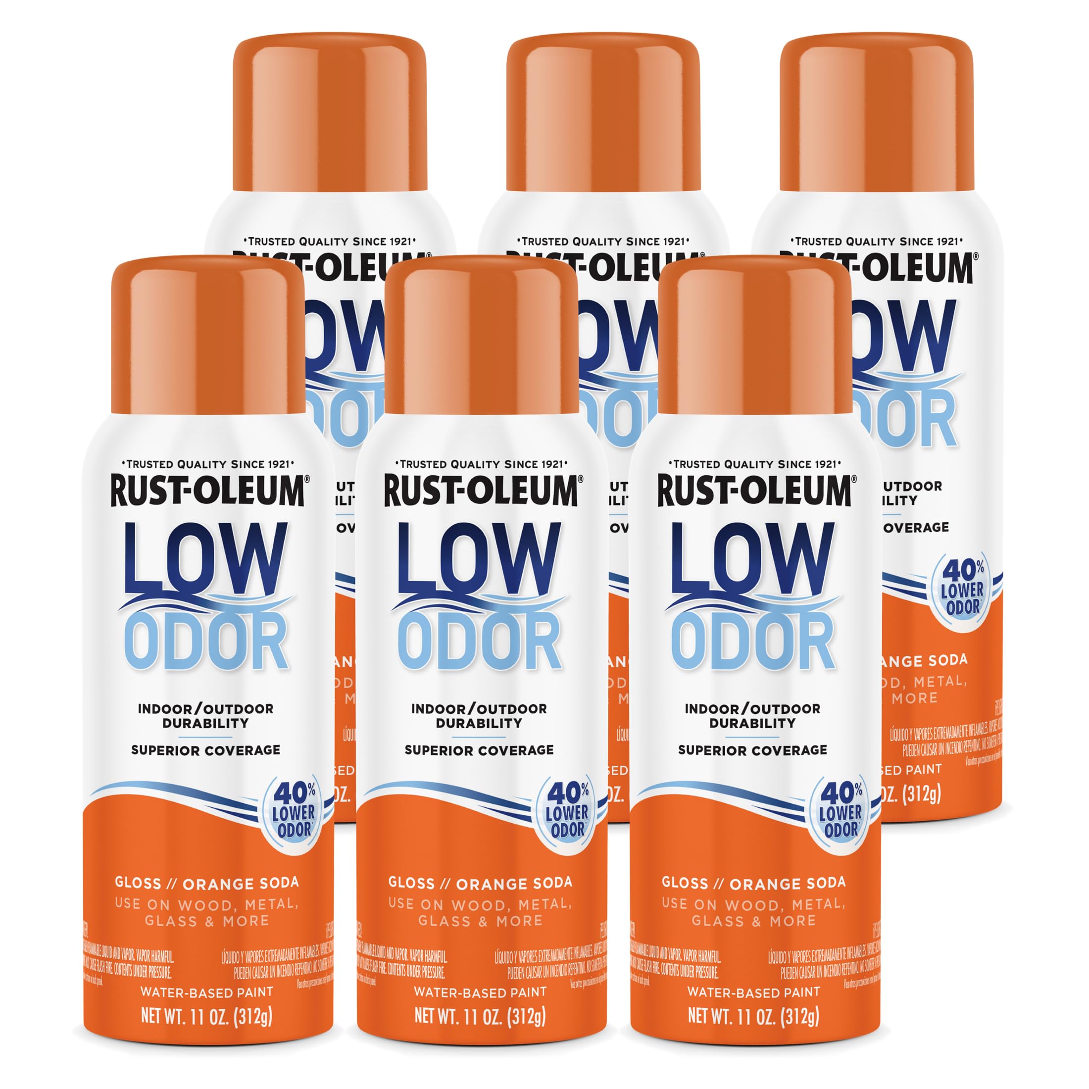 Rust-Oleum Low Odor Premium Spray Paint, Gloss Orange Soda