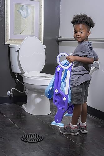 Miniatura 6 de Asiento de entrenamiento para ir al baño con escalera. Taburete para niños pequeños que se adapta a la mayoría de inodoros, se pliega para