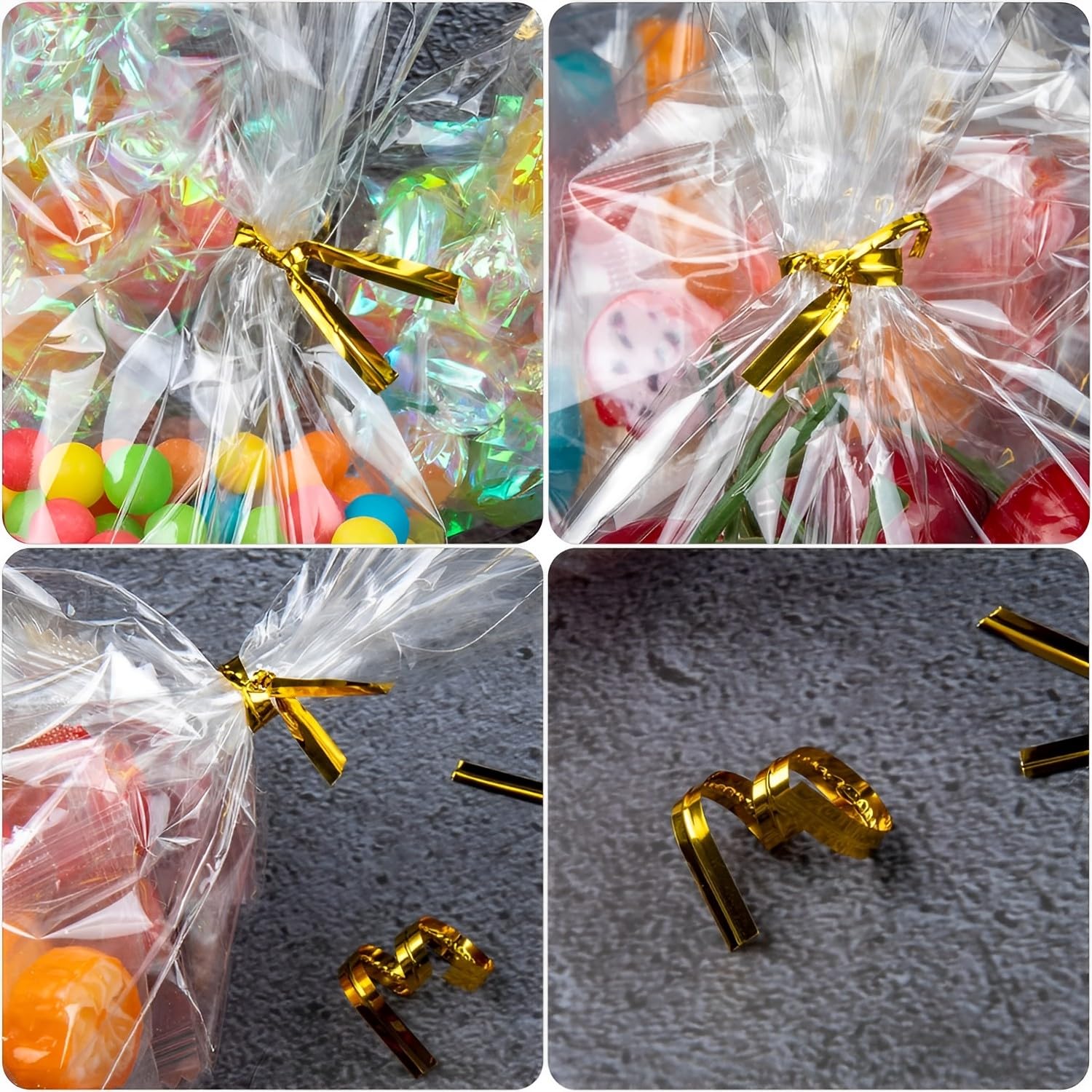 500 Sachets Plastique Autocollants Transparents 7x22 Cm - Pour Bonbons, Cadeaux, Bijoux, Biscuits