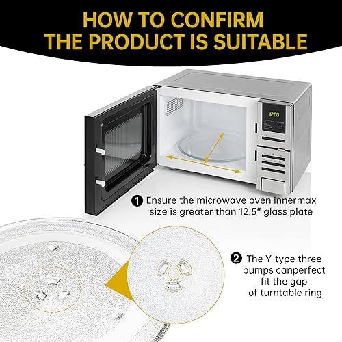 Miniatura 4 de Placa giratoria de vidrio para microondas de 11.25 pulgadas, bandeja de microondas de 11.25 pulgadas  11.3 in, repuesto de bandeja de vidrio para