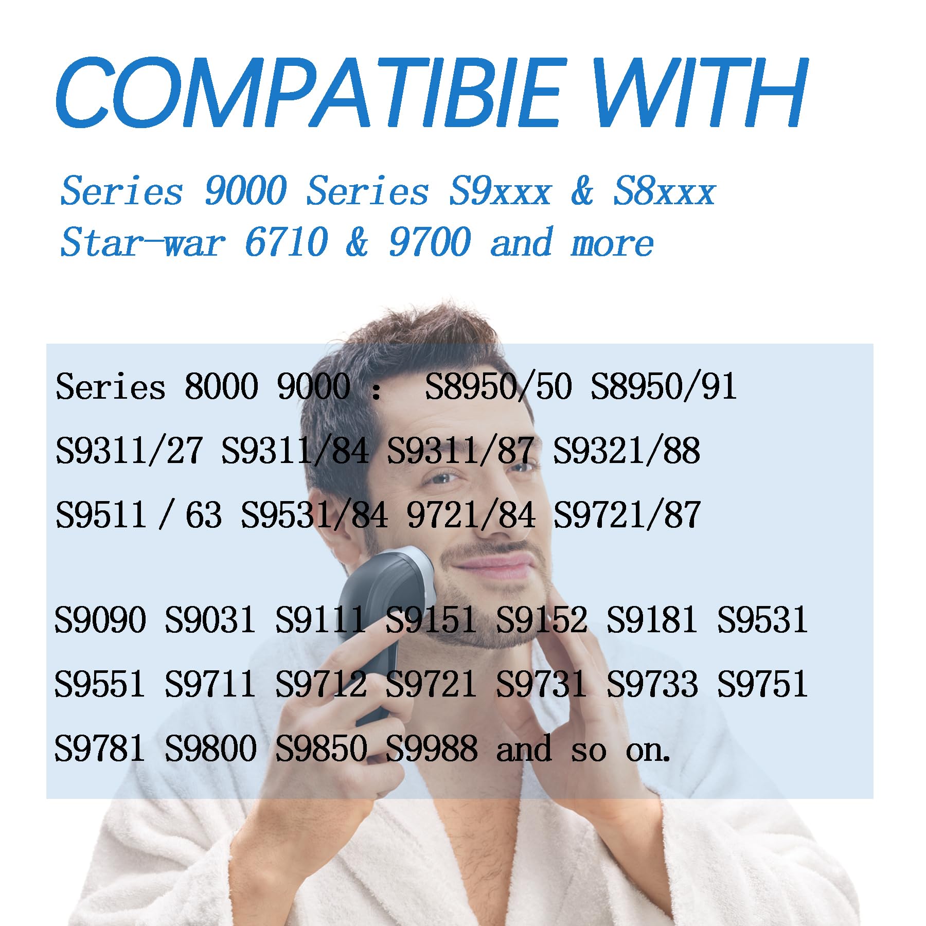 3 pezzi di ricambio SH90/72, compatibile con le testine Philips serie 9000, asciugatrici e accessori per shaver bagnate, compatibili con la serie Norelco S7000 S9000 series