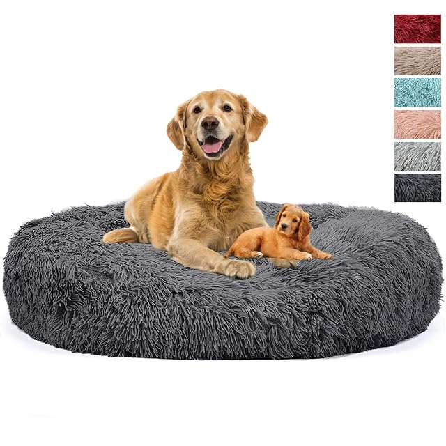 Yurun Cama Perro Redonda, cojín sofá Donut para Perros Gatos, Autocalentamiento Domésticos Invierno