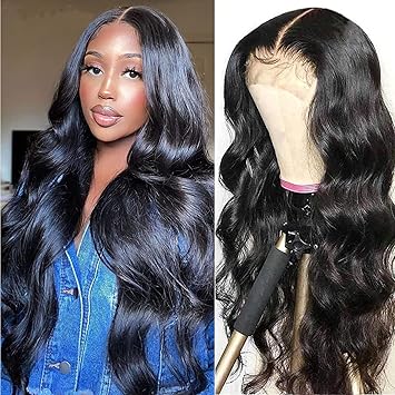 Lace Front Wig Human Hair 150% Density Body Wave 4x4 Lace Front Wigs 26 Inch Pre Plucked With Baby Hair Natural Color