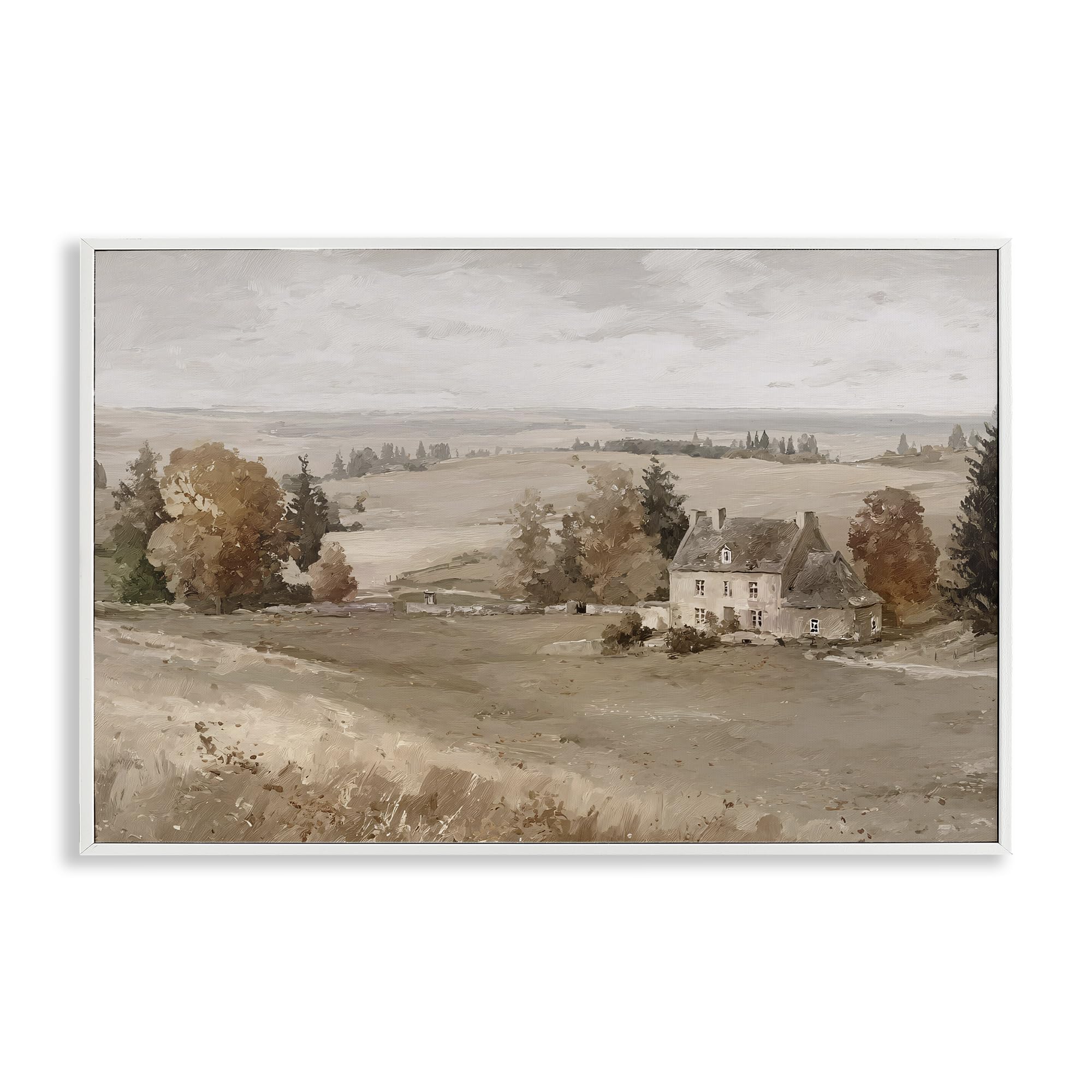 Stupell Industries Quaint Countryside Cottage Landscape 'Quaint Cottage In Countryside', Framed Giclee Art, White, 30 X 20 Inches, Easy To Hang And Sturdy, Made In Usa, By Jacky Ngan