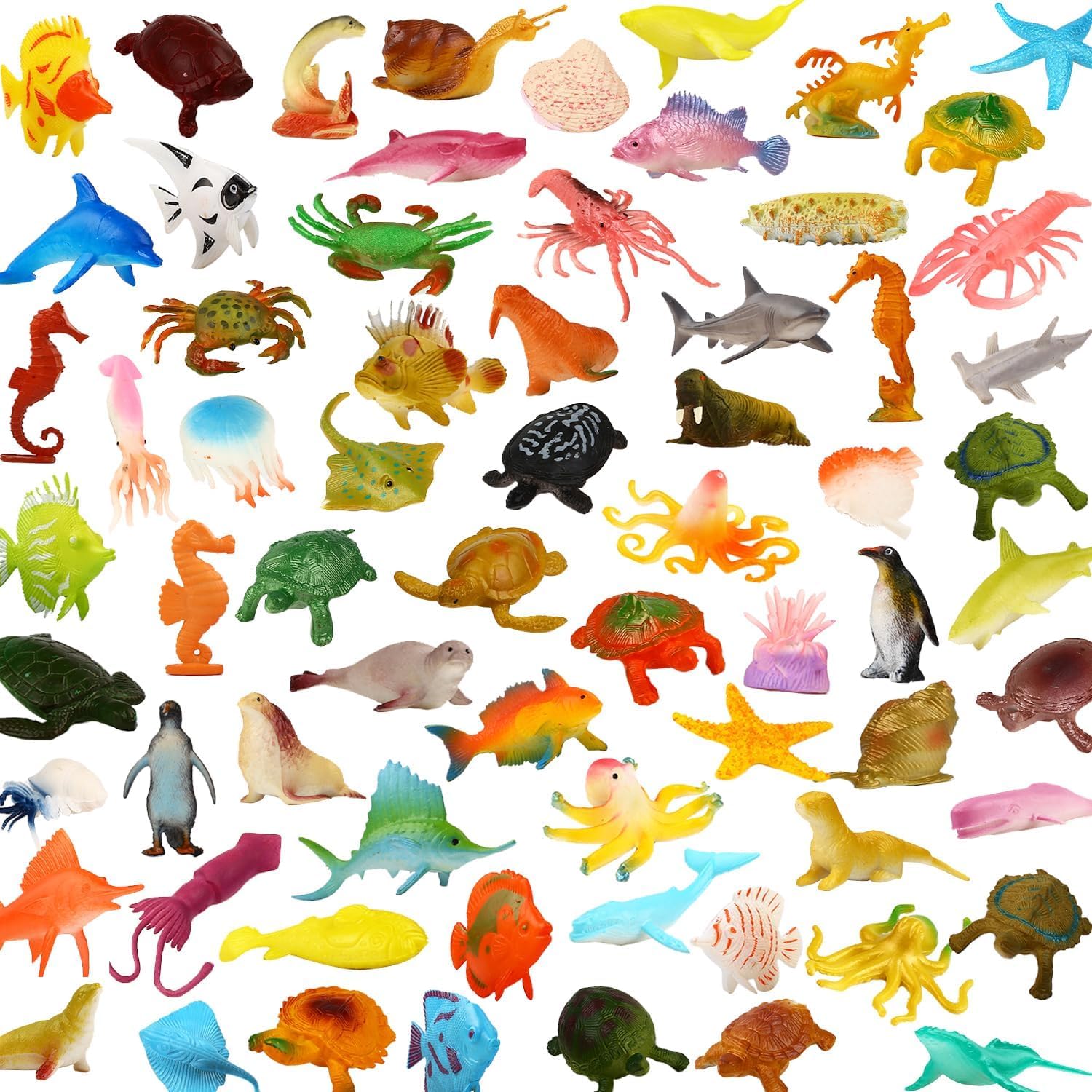 80 Pcs Mini Ocean Sea Animal Toys, Underwater Sea Life Figures Playset, Educational Learning Toys for Kids, Early Childhood Education, Ideal for Gift, Party Favors, Classroom Prizes, Pretend Play