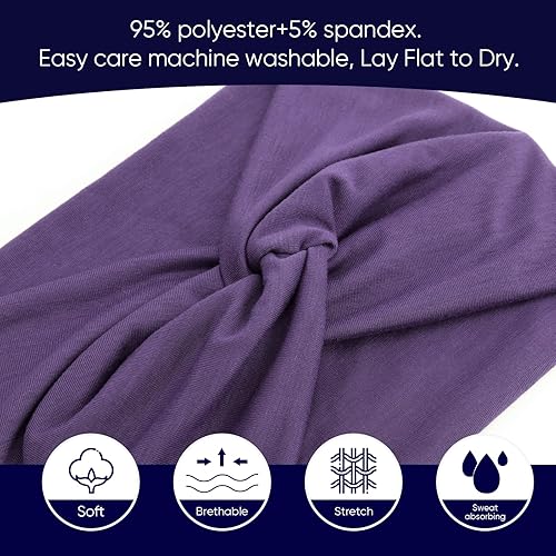 Miniatura 7 de DRESHOW 8 diademas para mujer, banda ancha africana para el cabello, turbante, bandas para la cabeza para mujeres, envoltura extra para el cabello,