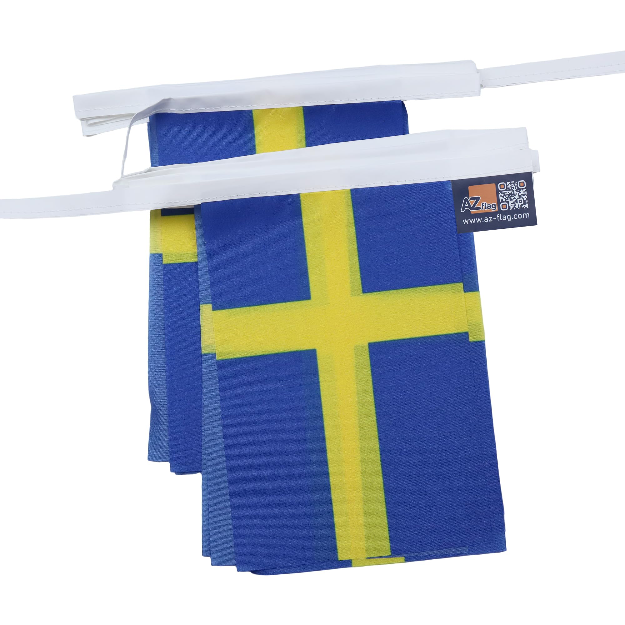 AZ FLAG Guirnalda 6 Metros, 20 Banderas de Suecia 21x15 cm, Bandera Sueca 15 x 21 cm - Banderines Suecos