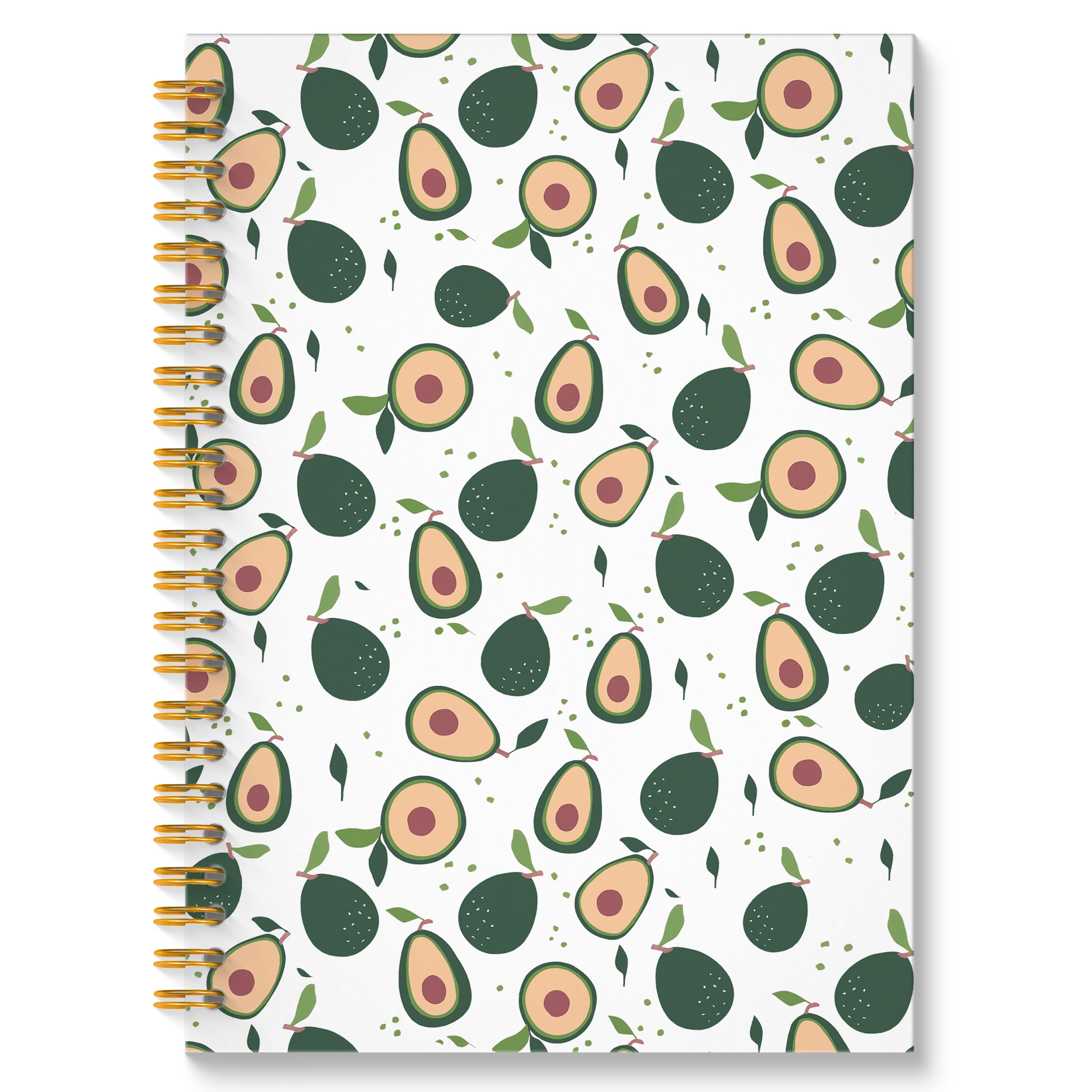 Avocado Fruit Spiral Notebook Journal, Avocado Gifts for Women, Fruit Lover Gifts, Cute Avocados Fruits Botanical Hardcover Notebook Journal, 5.5x8.3 Inch