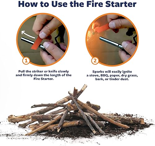 Miniatura 5 de Prep-Right Survival - Mini aleación de ferrocerio de pedernal de ferrocerio, herramienta de camping de magnesio de acero grueso impermeable para