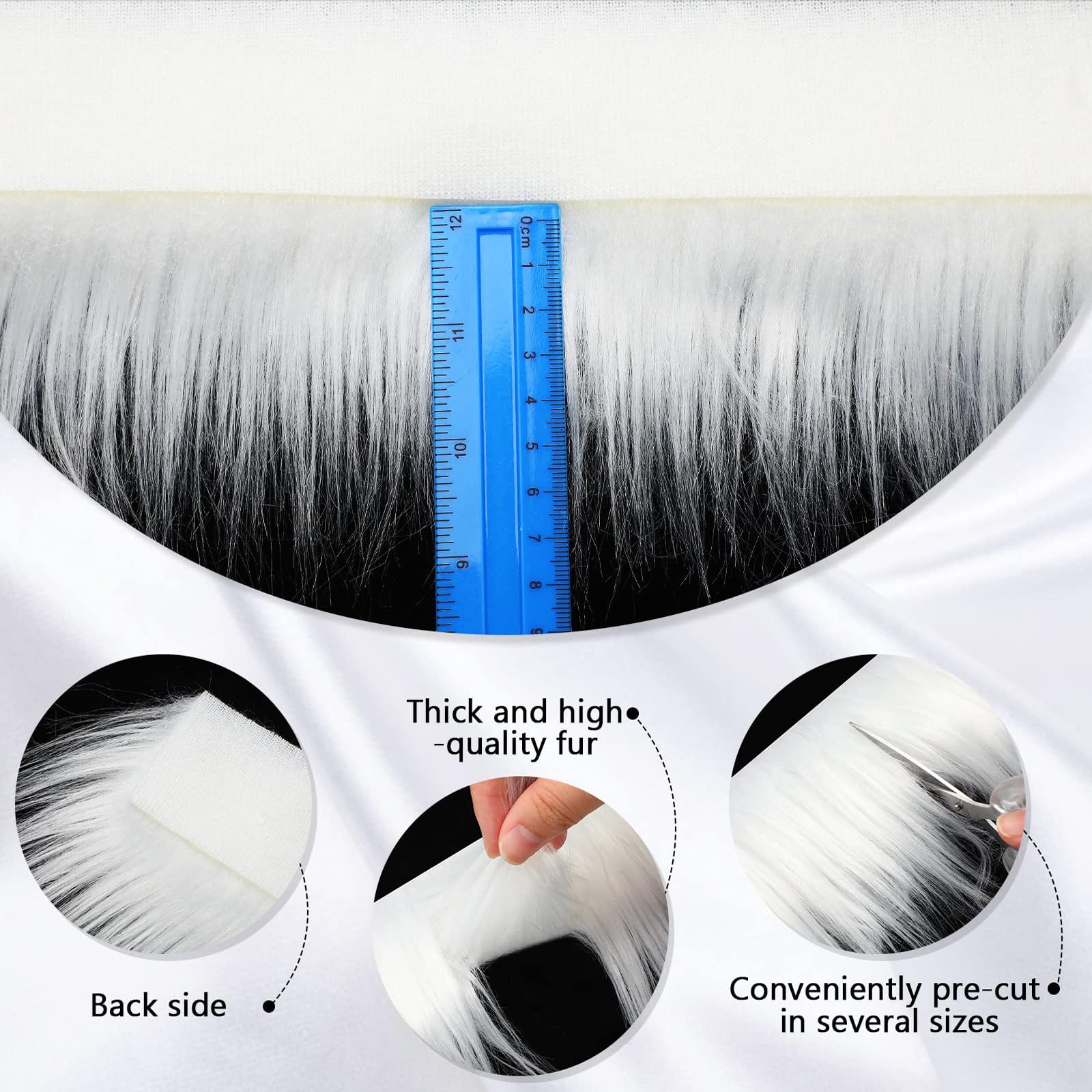 Larrel 2 Stück Kunstfell Stoff 25x25cm - Zotteliger Plüsch Für DIY & Cosplay | Weißes Synthetisches Fell